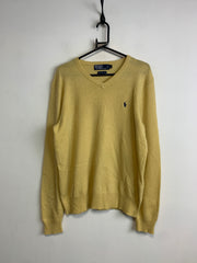 Yellow Ralph Lauren V-neck Jumper Men's Large