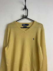 Yellow Ralph Lauren V-neck Jumper Men's Large