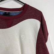 Reworked White Burgundy Champion Sweatshirt Large