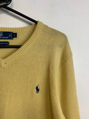 Yellow Ralph Lauren V-neck Jumper Men's Large