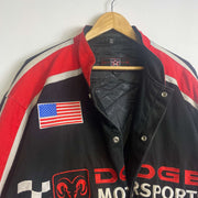 Vintage Black Red Dodge Racing NASCAR Jacket Large