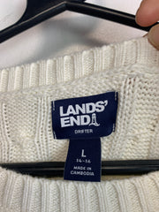 Cream-Blue Lands' End Knitwear Jumper