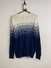 Cream-Blue Lands' End Knitwear Jumper