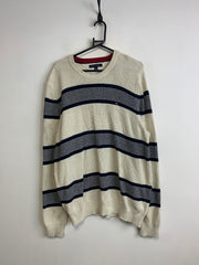 Beige-Black Tommy Hilfiger Striped Jumper Men's XL