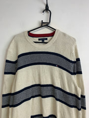 Beige-Black Tommy Hilfiger Striped Jumper Men's XL