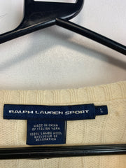 Beige Ralph Lauren Sport V-neck Knitwear Jumper Women's Large