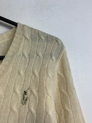 Beige Ralph Lauren Sport V-neck Knitwear Jumper Women's Large