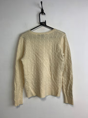 Beige Ralph Lauren Sport V-neck Knitwear Jumper Women's Large