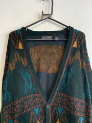 Multicolour Knitwear Cardigan Sweater Men's Large