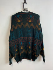 Multicolour Knitwear Cardigan Sweater Men's Large