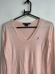 Pink Ralph Lauren V-neck Jumper Women's Small