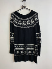 Black and White Long Knitwear Sweater Women's Small