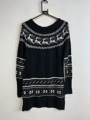 Black and White Long Knitwear Sweater Women's Small