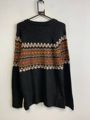 Black and Beige Knitwear Sweater Men's Medium