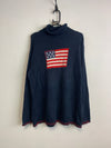 Navy USA Flag Turtleneck Jumper Men's Large