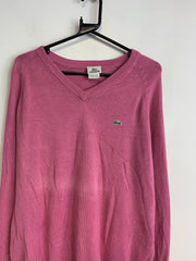 Pink Lacoste V-neck Jumper Men's Large