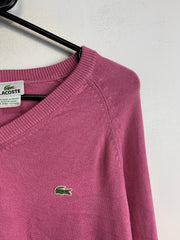 Pink Lacoste V-neck Jumper Men's Large