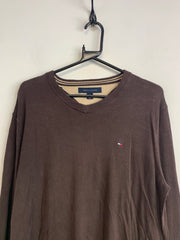 Brown Tommy Hilfiger V-neck Jumper Men's Medium