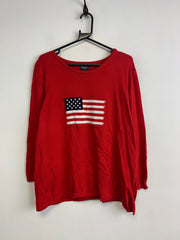 Red USA Flag Knitwear Jumper Women's XXL