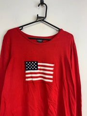 Red USA Flag Knitwear Jumper Women's XXL