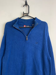 Blue CHAPS 1/4 Zip-up Jumper Men's Medium