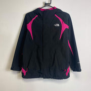 Black Pink North Face Girls Large Raincoat Jacket