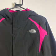 Black Pink North Face Girls Large Raincoat Jacket