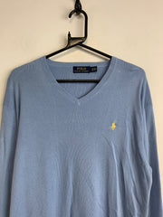 Light Blue Ralph Lauren V-neck Jumper Men's Medium