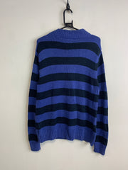 Blue CHAPS Striped 1/4 Zip-up Jumper Men's Medium