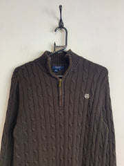 Brown CHAPS 1/4 Zip-up Jumper Men's Medium