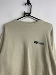 Beige Quiksilver Chest Embroidery Logo Sweatshirt Men's XL