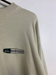 Beige Quiksilver Chest Embroidery Logo Sweatshirt Men's XL