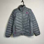 Grey North Face Women's Puffer Jacket Large