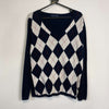 Navy Tommy Hilfiger Argyle Sweater Knit Womens Large