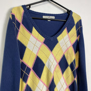 Blue Yellow Tommy Hilfiger Vintage Sweater Knit Womens Medium