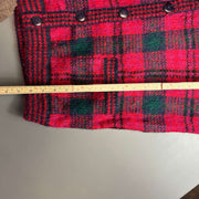 Vintage Red Tartan Wool Cardigan Knit Jumper Sweater XL