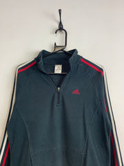 00s Black Adidas 1/4 Zip-up Sweatshirt Men's Medium