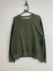 Olive Green Champion Chest Embroidery Logo Sweatshirt Men's Large