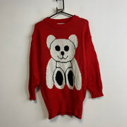 Red and White Knitwear Sweater Men's Small