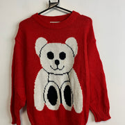 Red and White Knitwear Sweater Men's Small