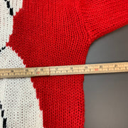 Red and White Knitwear Sweater Men's Small