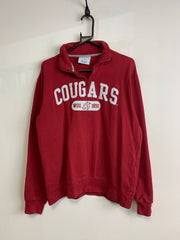 Red Champion Badge 1/4 Zip-up Sweatshirt Men's Medium