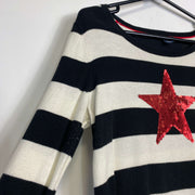 Navy White Star Tommy Hilfiger Womens Knitwear Sweater Medium