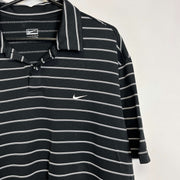 Black Striped y2k Nike Polo Shirt Large