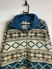 Vintage Multi-colour Fleece Jacket Men's Medium