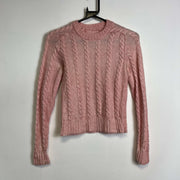 Pink Cable Knit Jumper Sweater Womens XS