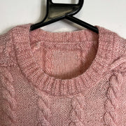 Pink Cable Knit Jumper Sweater Womens XS