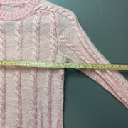 Pink Cable Knit Jumper Sweater Womens XS