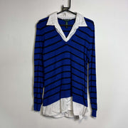 Blue Lauren Ralph Lauren Collared Knit Jumper Sweater Womens Large