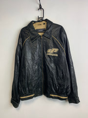 Vintage Black Leather Bomber Jacket Men's XXL